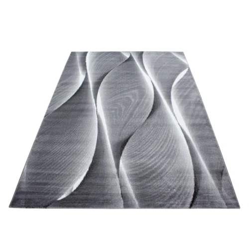 Dywan nowoczesny Parma wstęgi szaro-czarny 280 cm x 370 cm - Nowoczesne fasony do salonu i pokoju