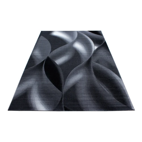 Dywan nowoczesny Plus wstęgi szaro-czarny 140 cm x 200 cm - Nowoczesne fasony do salonu i pokoju