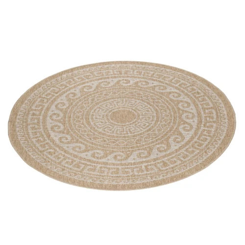 Dywan sznurkowy Comilla ornament beż 120 cm x 120 cm koło - Nowoczesne fasony do salonu i pokoju
