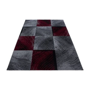 Dywan nowoczesny Plus kwadraty szaro-czerwony 280 cm x 370 cm  