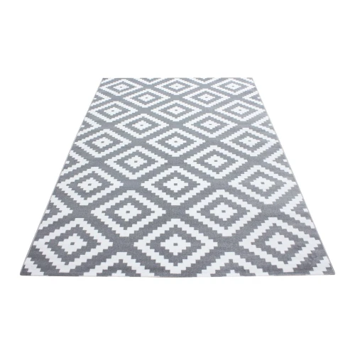 Dywan nowoczesny Plus Kwadraty szaro-kremowy 240 cm x 340 cm  - Nowoczesne fasony do salonu i pokoju