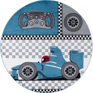 Dywan dziecięcy Kids Wyścigi niebieski 160 cm x 160 cm koło 
