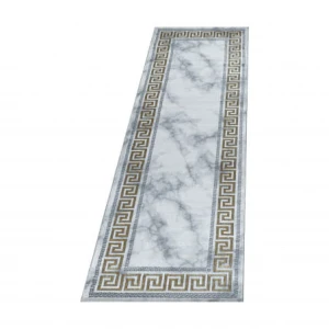 Dywan ekskluzywny Naxos ornament szaro-złoty 80 cm x 250 cm 
