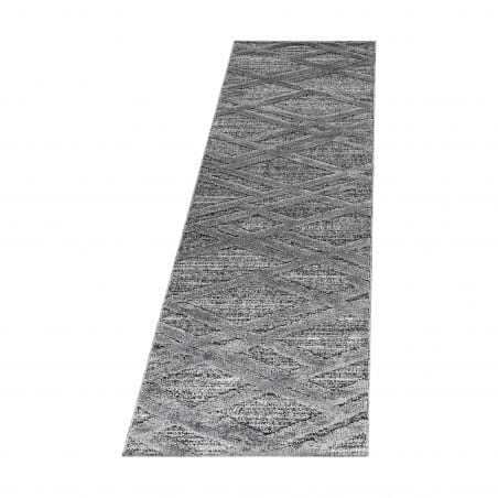 Dywan nowoczesny 3D La Casa krata szary 80 cm x 250 cm - Nowoczesne fasony do salonu i pokoju