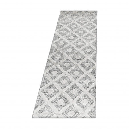 Dywan nowoczesny 3D La Casa romby kremowo-szary 80 cm x 250 cm - Nowoczesne fasony do salonu i pokoju