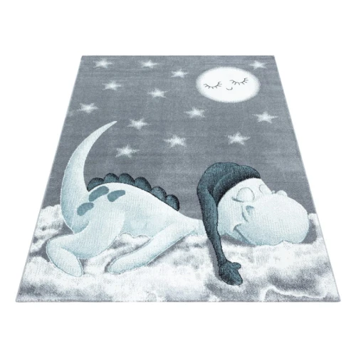 Dywan dziecięcy Bambi Dino szaro-niebieski 200 cm x 290 cm - Nowoczesne fasony do salonu i pokoju