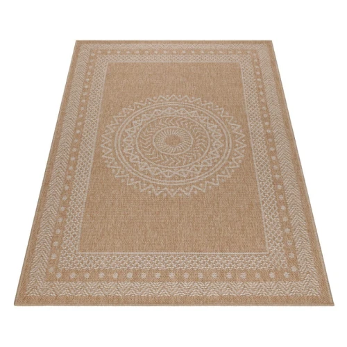 Dywan zewnętrzny Dhaka Rozeta beżowy 80 cm x 150 cm - Nowoczesne fasony do salonu i pokoju