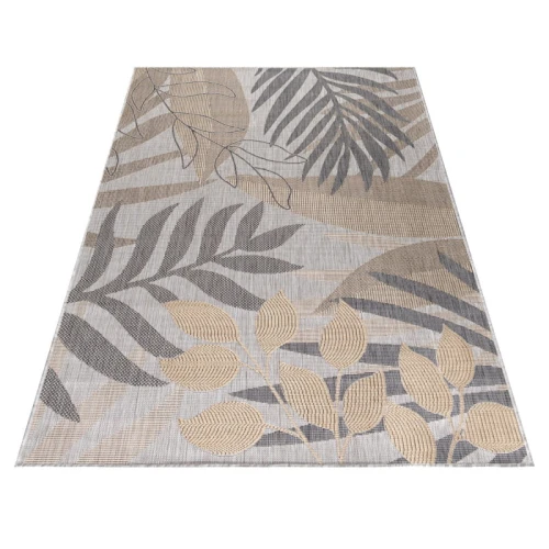 Dywan zewnętrzny Sunny listki beżowy 140 cm x 200 cm - Nowoczesne fasony do salonu i pokoju