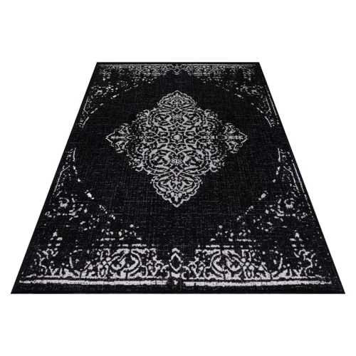 Dywan zewnętrzny Sunny ornament czarny 120 cm x 170 cm   - Nowoczesne fasony do salonu i pokoju