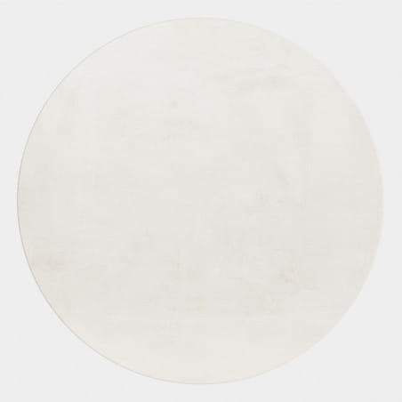 Dywan pluszowy Pouffy kremowy 120 cm x 120 cm koło - Nowoczesne fasony do salonu i pokoju