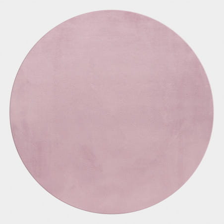 Dywan pluszowy Pouffy pudrowy róż 160 cm x 160 cm koło - Nowoczesne fasony do salonu i pokoju