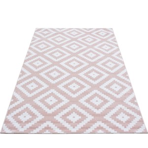 Dywan nowoczesny Plus kwadraty różowo-kremowy 140 cm x 200 cm