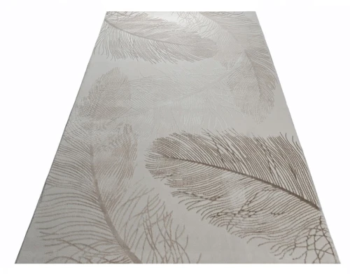 Dywan nowoczesny 3D Anett piórka beżowy 80 cm x 150 cm - Nowoczesne fasony do salonu i pokoju