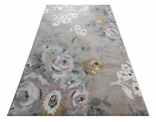 Dywan nowoczesny Pleasure Kwiaty beżowy 80 cm x 150 cm - Nowoczesne fasony do salonu i pokoju