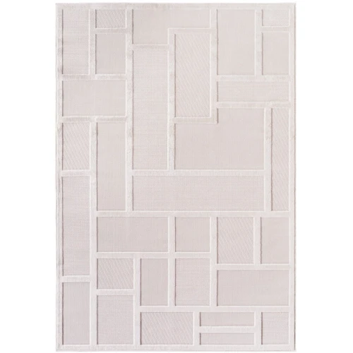Dywan zewnętrzny Doha 3D kremowy geometryczny 160 cm x 230 cm   - Nowoczesne fasony do salonu i pokoju