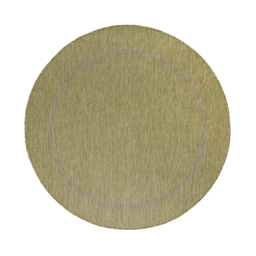 Dywan zewnętrzny Relax ramka zielony 120 cm x 120 cm  koło - Nowoczesne fasony do salonu i pokoju