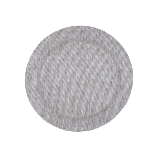 Dywan zewnętrzny Relax ramka srebrny 120 cm x 120 cm koło - Nowoczesne fasony do salonu i pokoju