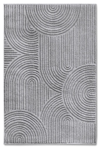 Dywan nowoczesny Gallery 3D Koła szary 200 cm x 280 cm  - Nowoczesne fasony do salonu i pokoju