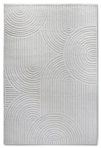 Dywan nowoczesny Gallery 3D Koła kremowy 160 cm x 235 cm  - Nowoczesne fasony do salonu i pokoju