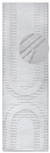 Dywan nowoczesny Gallery 3D  Geometryczny kremowy 80 cm x 240 cm    - Nowoczesne fasony do salonu i pokoju