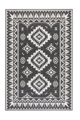 Dywan zewnętrzny dwustronny Gemini kremowo-czarny 120 cm x 170 cm - Nowoczesne fasony do salonu i pokoju