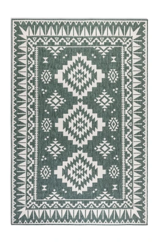 Dywan zewnętrzny dwustronny Gemini kremowo-zielony 160 cm x 230 cm - Nowoczesne fasony do salonu i pokoju