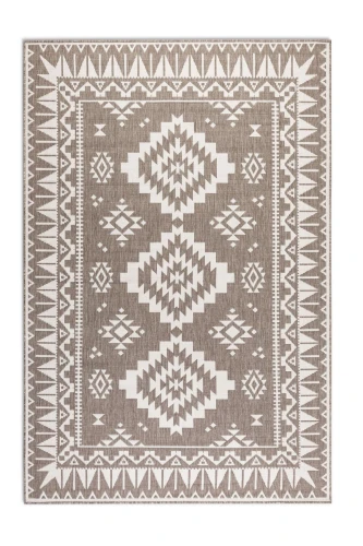 Dywan zewnętrzny dwustronny Gemini kremowo-brązowy 160 cm x 230 cm  - Nowoczesne fasony do salonu i pokoju
