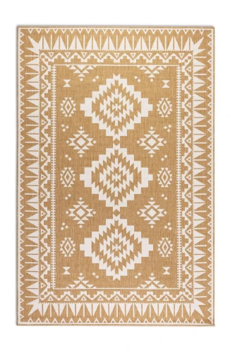 Dywan zewnętrzny dwustronny Gemini kremowo-złoty 200 cm x 290 cm - Nowoczesne fasony do salonu i pokoju