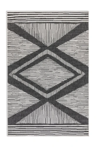 Dywan zewnętrzny dwustronny Gemini czarno-kremowy 120 cm x 170 cm - Nowoczesne fasony do salonu i pokoju