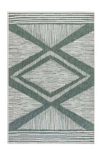 Dywan zewnętrzny dwustronny Gemini zielono-kremowy 160 cm x 230 cm - Nowoczesne fasony do salonu i pokoju