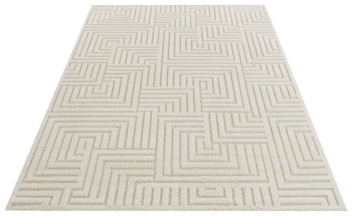 Dywan nowoczesny New York Geometria 3D kremowy 200 cm x 290 cm - Nowoczesne fasony do salonu i pokoju