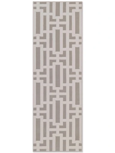 Dywan nowoczesny Perles Geometria szaro-kremowa 80 cm x 240 cm  - Nowoczesne fasony do salonu i pokoju