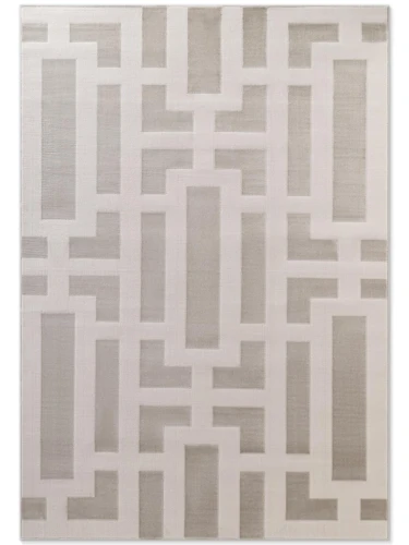 Dywan nowoczesny Perles Geometria szaro-kremowa 160 cm x 235 cm  - Nowoczesne fasony do salonu i pokoju