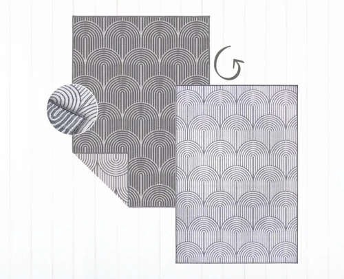Dywan zewnętrzny dwustronny Pangli srebrno-kremowy 160 cm x 230 cm - Nowoczesne fasony do salonu i pokoju
