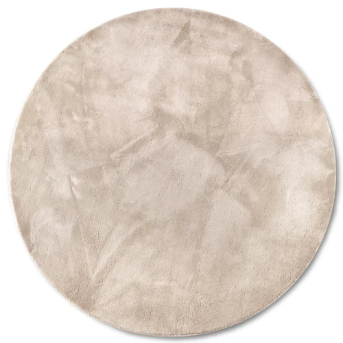 Dywan pluszowy Leon Villeroy & Boch beżowy 160 cm x 160 cm koło  - Nowoczesne fasony do salonu i pokoju