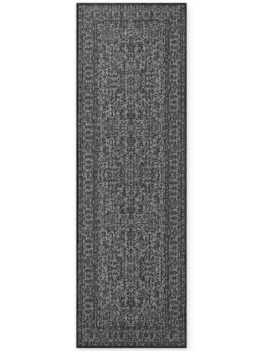 Dywan zewnętrzny dwustronny Duet czarno-kremowy 80 cm x 250 cm  - Nowoczesne fasony do salonu i pokoju