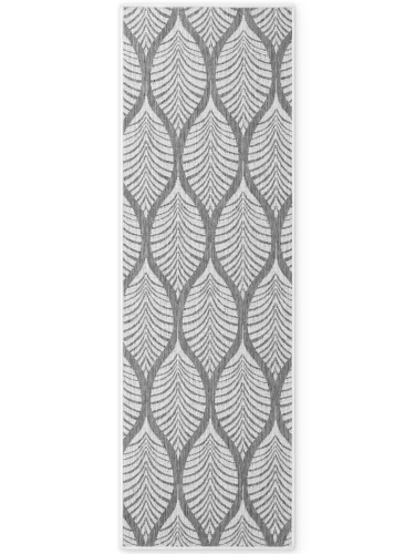 Dywan zewnętrzny dwustronny Duet Liście szaro-kremowy 80 cm x 250 cm  - Nowoczesne fasony do salonu i pokoju