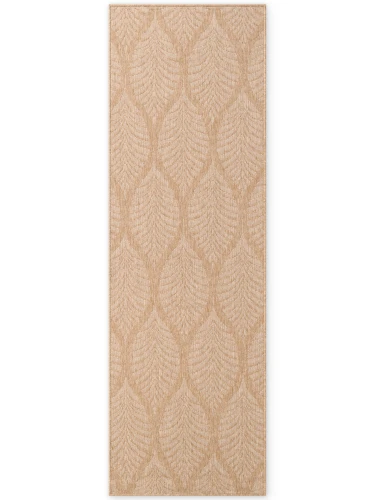 Dywan zewnętrzny dwustronny Duet Liście beżowo-kremowy 80 cm x 250 cm  - Nowoczesne fasony do salonu i pokoju