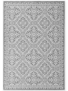 Dywan zewnętrzny dwustronny Duet Ornament szaro-kremowy 120 cm x 170 cm