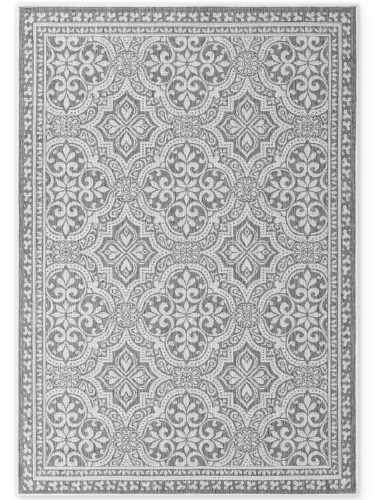 Dywan zewnętrzny dwustronny Duet Ornament szaro-kremowy 120 cm x 170 cm - Nowoczesne fasony do salonu i pokoju