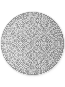 Dywan zewnętrzny dwustronny Duet Ornament szaro-kremowy 160 cm x 160 cm koło