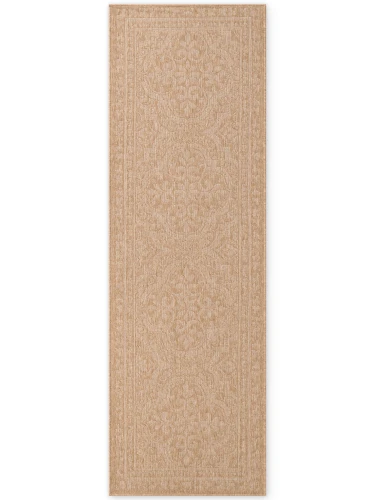 Dywan zewnętrzny dwustronny Duet Ornament beżowo-kremowy 80 cm x 250 cm - Nowoczesne fasony do salonu i pokoju