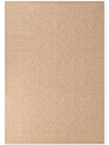 Dywan zewnętrzny dwustronny Duet Ornament beżowo-kremowy 120 cm x 170 cm  - Nowoczesne fasony do salonu i pokoju