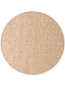 Dywan zewnętrzny dwustronny Duet Ornament beżowo-kremowy 160 cm x 160 cm koło