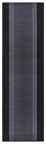 Dywan nowoczesny Basic czarno-szary chodnik 80 cm x 200 cm  - Nowoczesne fasony do salonu i pokoju