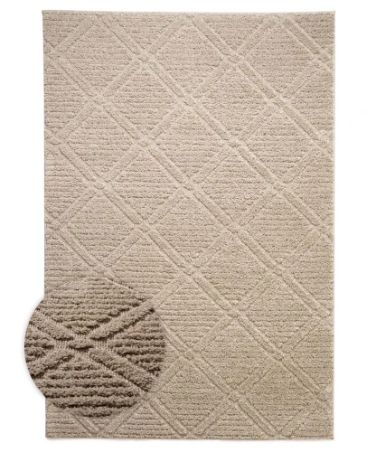 Dywan nowoczesny 3D Arc Romby beżowy 200 cm x 300 cm - Nowoczesne fasony do salonu i pokoju