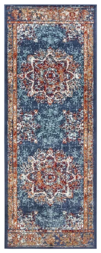 Dywan klasyczny Luxor Rozeta niebieski 80 cm x 240 cm   - Nowoczesne fasony do salonu i pokoju
