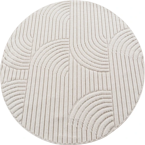 Dywan nowoczesny 3D Helix Geometria kremowy 80 cm x 80 cm koło - Nowoczesne fasony do salonu i pokoju