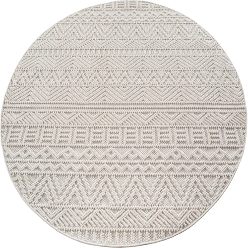 Dywan nowoczesny 3D Helix boho kremowy 80 cm x 80 cm koło - Nowoczesne fasony do salonu i pokoju