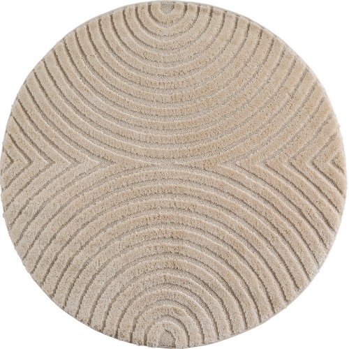 Dywan nowoczesny Art 3D Geometria beżowy 120 cm x 120 cm koło  - Nowoczesne fasony do salonu i pokoju